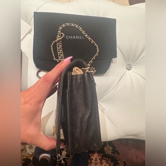 CHANEL Chevron Boy Wallet on Chain crossbody gold hardware & chain - Picture 9 of 15